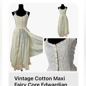 ISO Vintage Embroidered Maxi Prairie Cottagecore Dress
